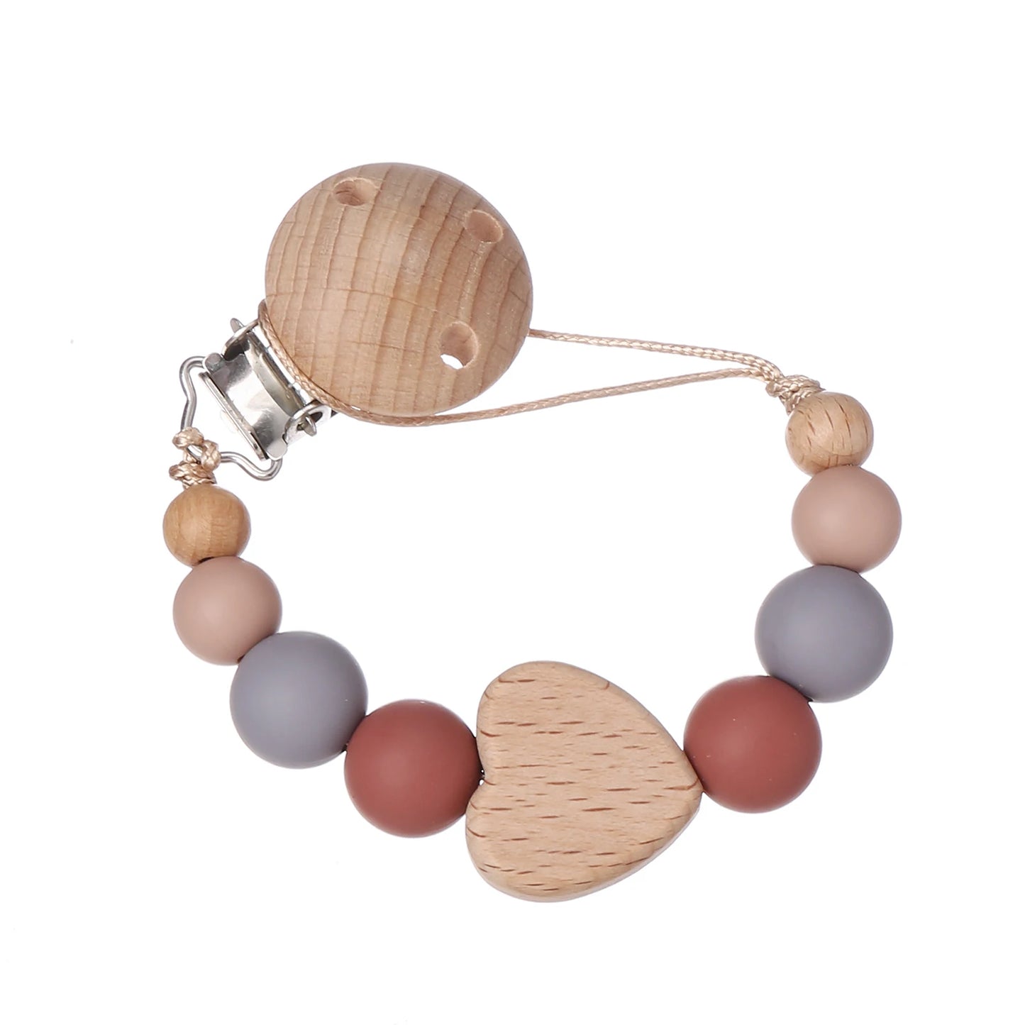 Attache Tétine Perles Petit Coeur
