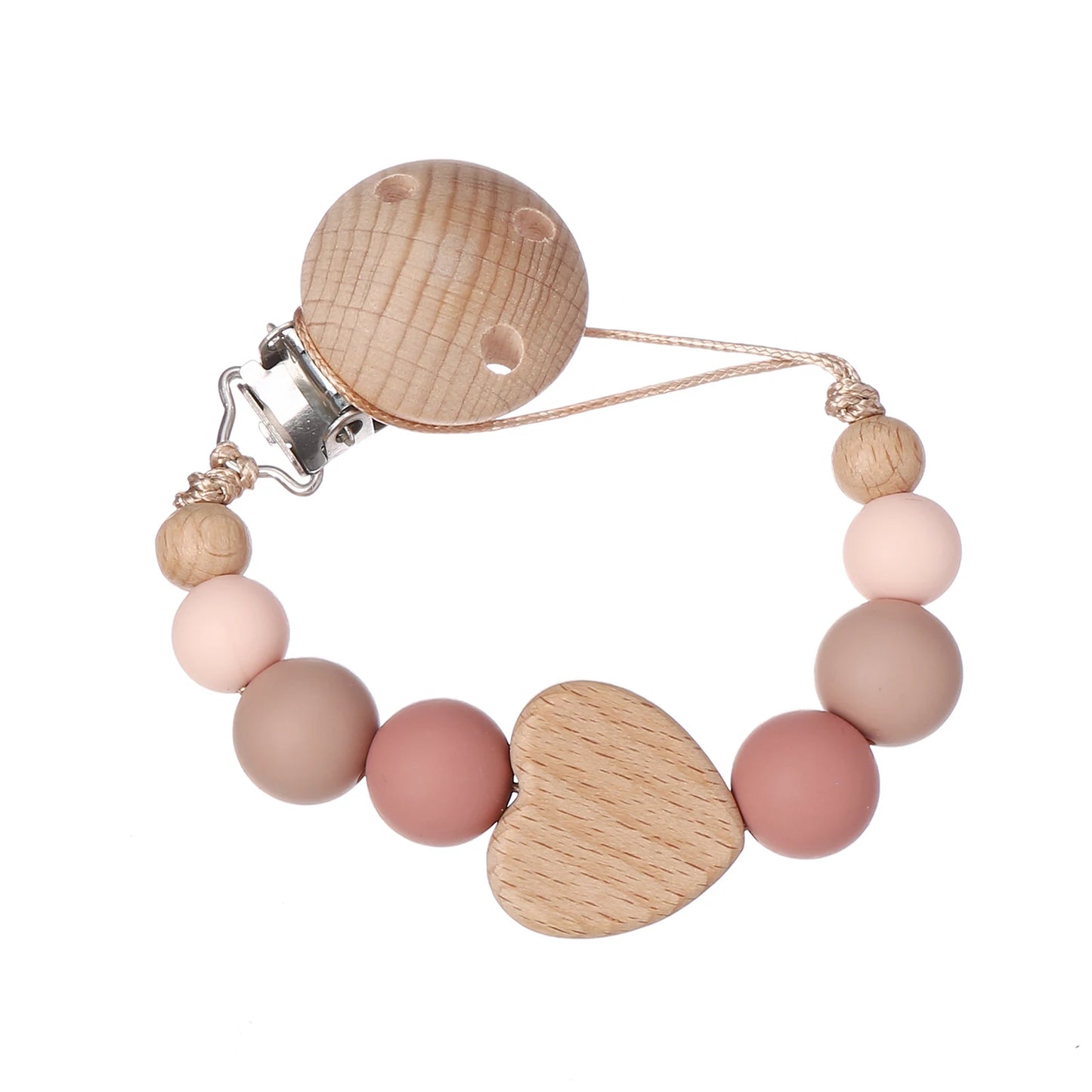 Attache Tétine Perles Petit Coeur