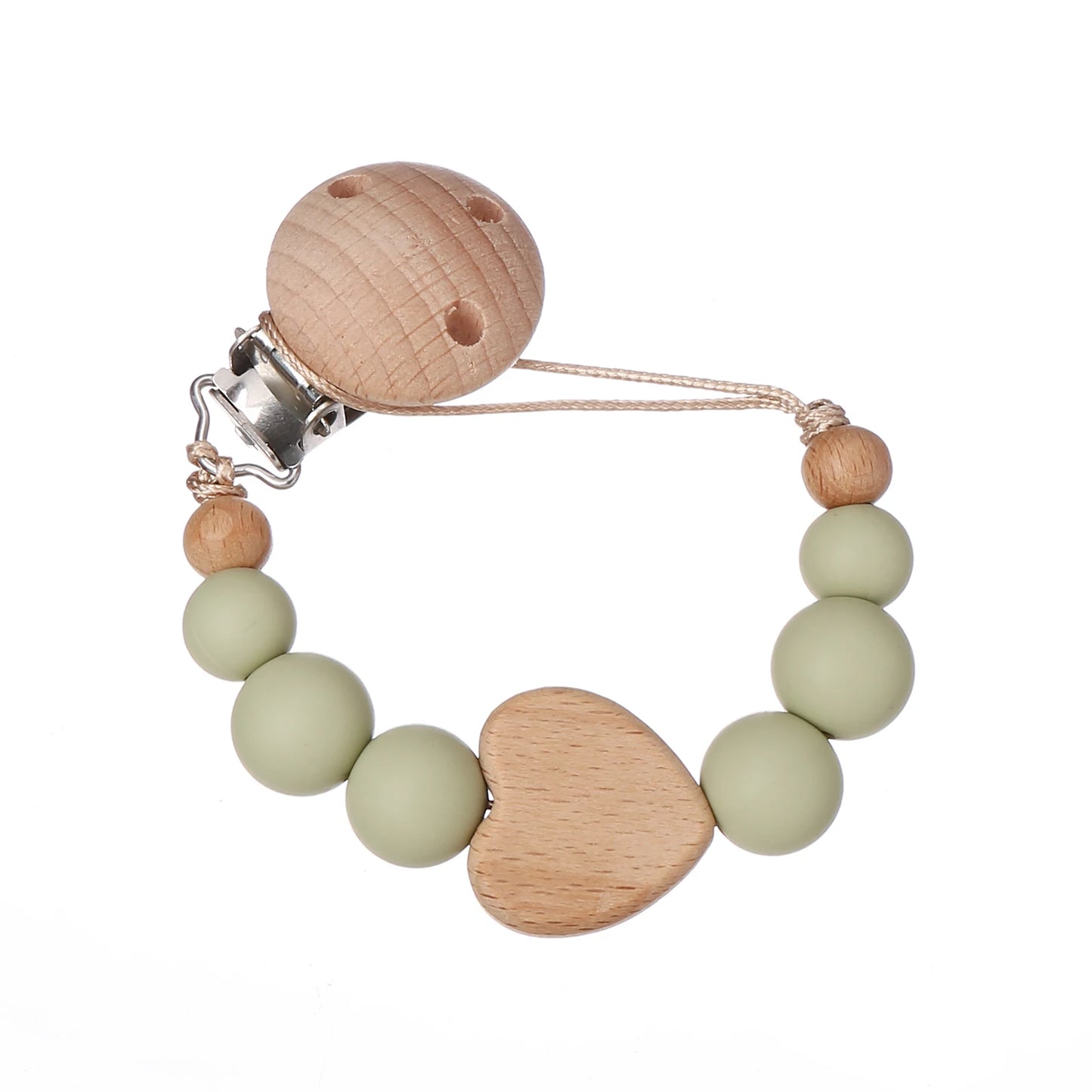 Attache Tétine Perles Petit Coeur