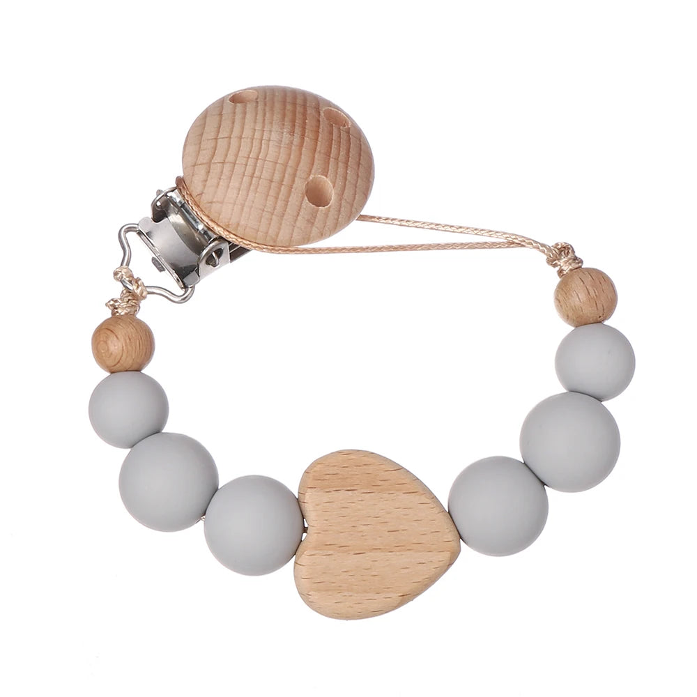 Attache Tétine Perles Petit Coeur