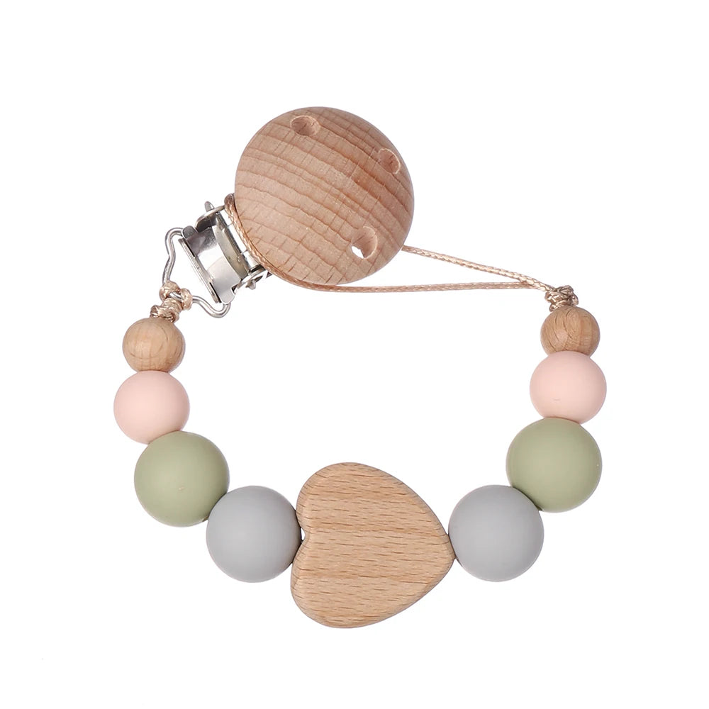 Attache Tétine Perles Petit Coeur