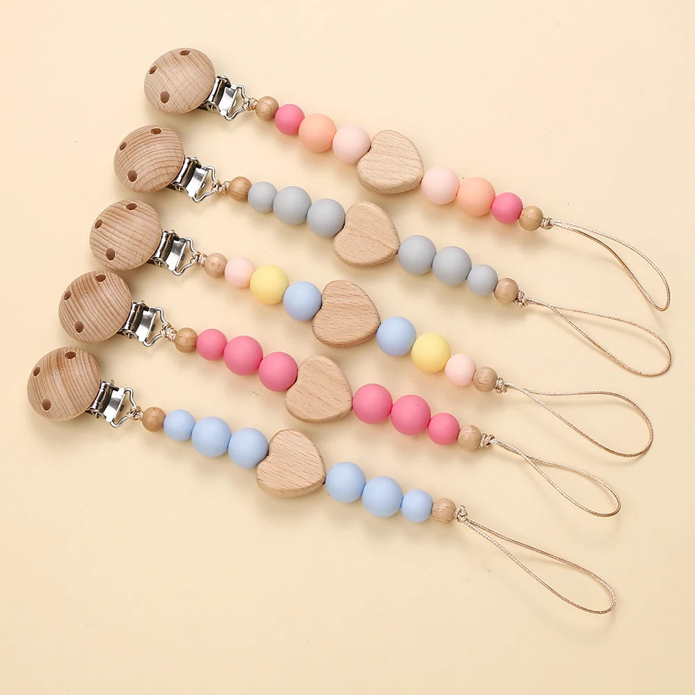 Attache Tétine Perles Petit Coeur
