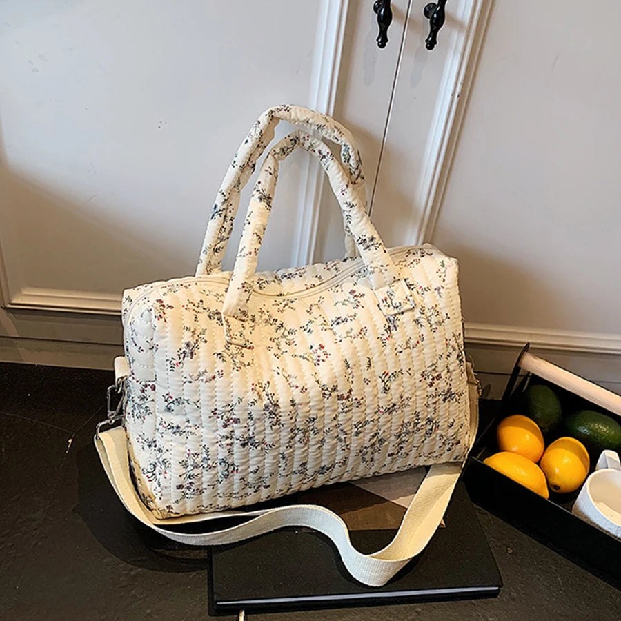 Sac à langer beige à Petites Fleurs