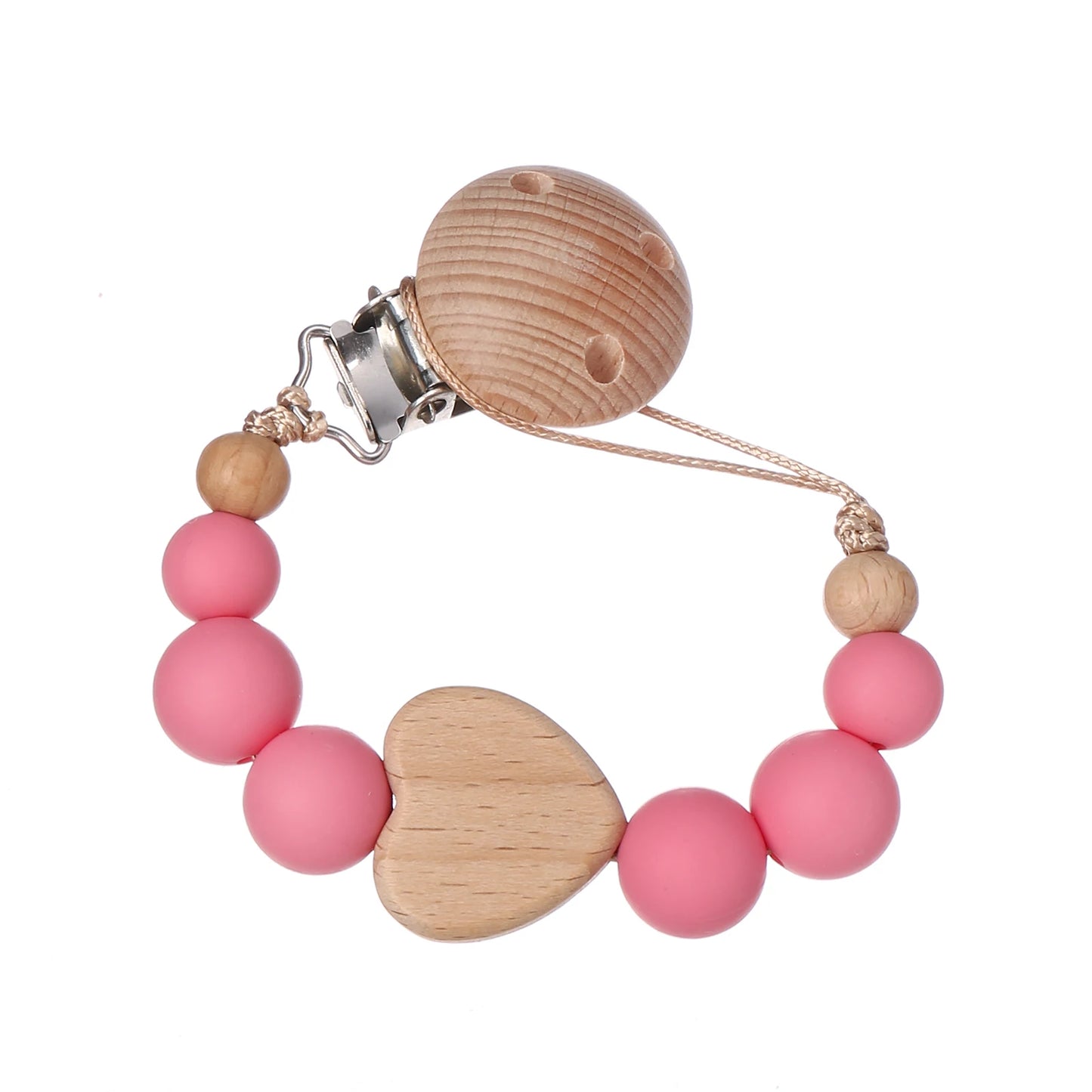 Attache Tétine Perles Petit Coeur