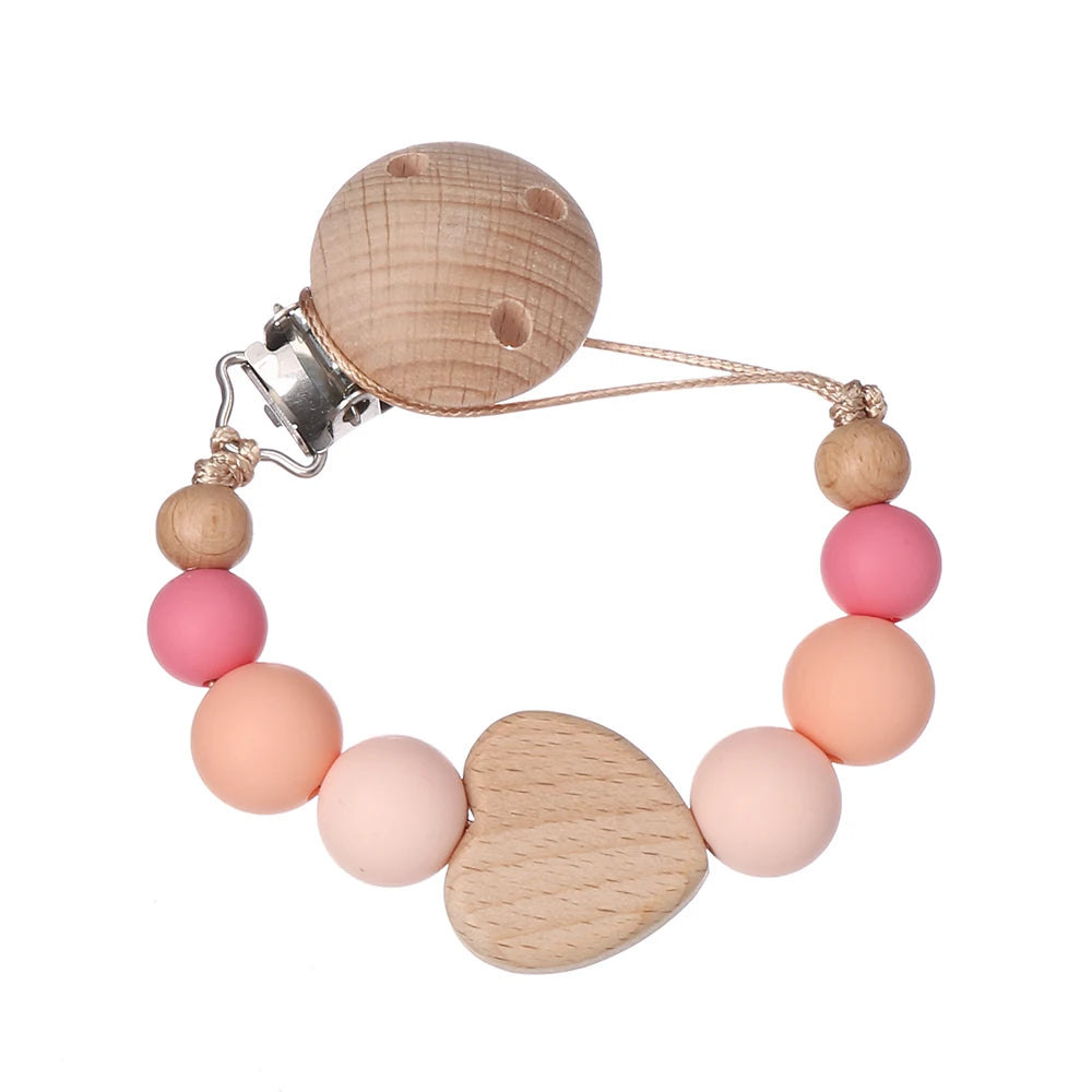 Attache Tétine Perles Petit Coeur