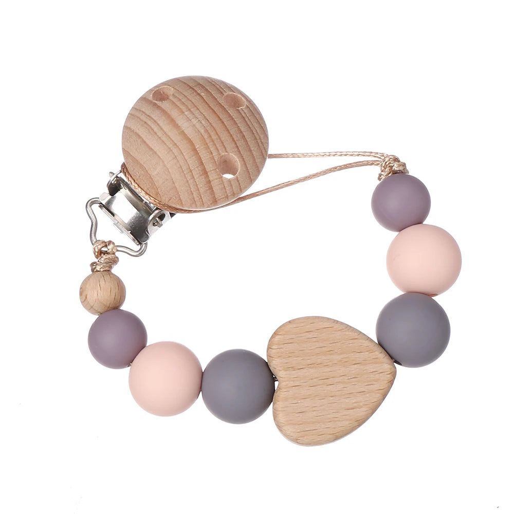 Attache Tétine Perles Petit Coeur