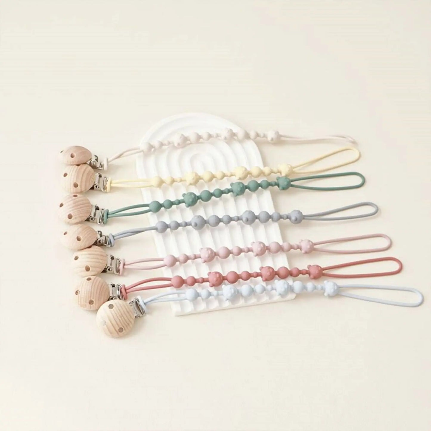 Attache tétine Silicone et Bois