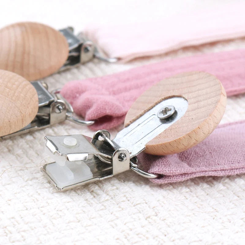 Attache Tétine en Bois et Tissu - Attache tétine