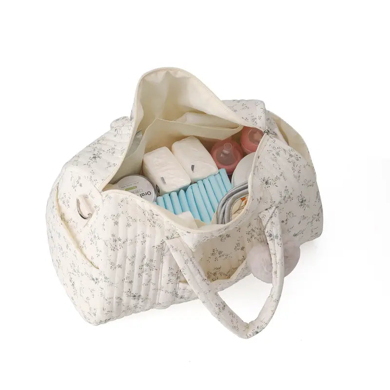 Sac à langer beige à Petites Fleurs