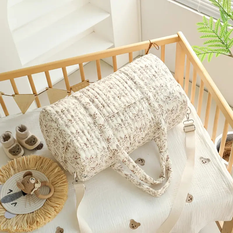 Sac à langer beige à Petites Fleurs