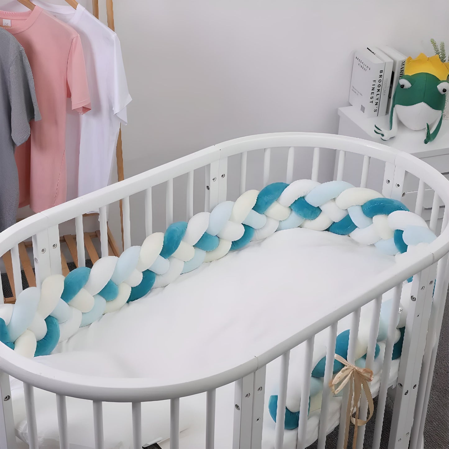 Tresse de Lit Garçon Blanche et Bleue 4m