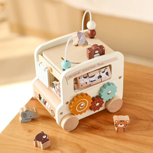 Montessori toy 1 year Little Bus and Animals