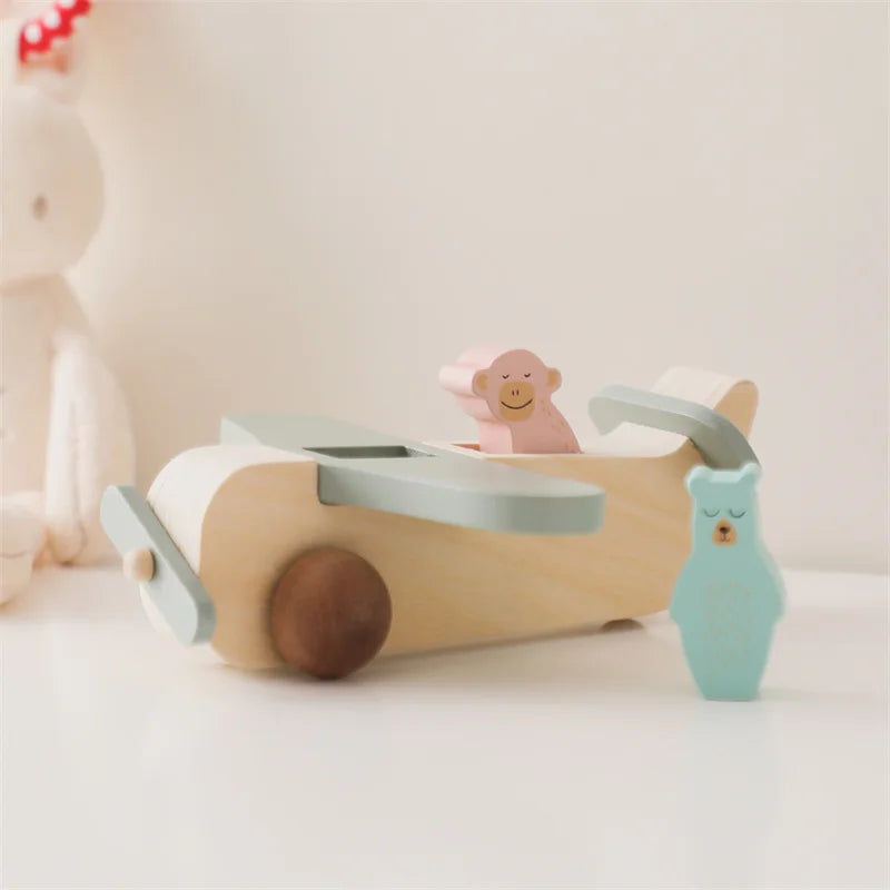 Wooden Airplane Toy Sky Blue 