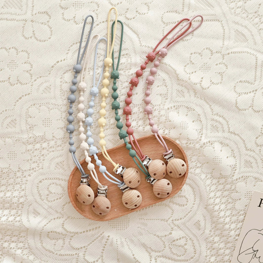 Attache tétine Silicone et Bois