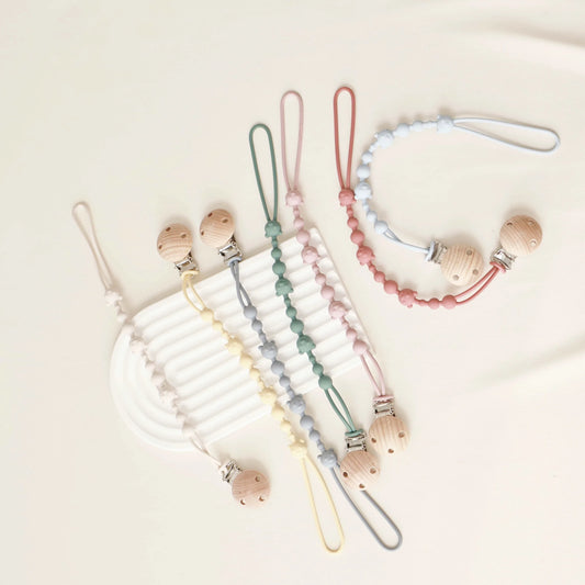 Attache tétine Silicone et Bois