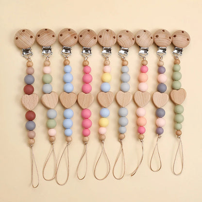 Attache Tétine Perles Petit Coeur
