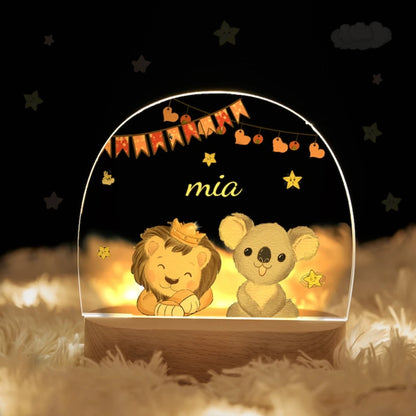 Veilleuse bébé Personnalisée Animaux de la Savane - 1 Couleur / Lion et Koala - Veilleuse bébé