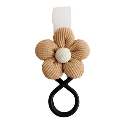 Accroche Sac Poussette Petite Fleur - Blanc - Marron - Accroche sac poussette
