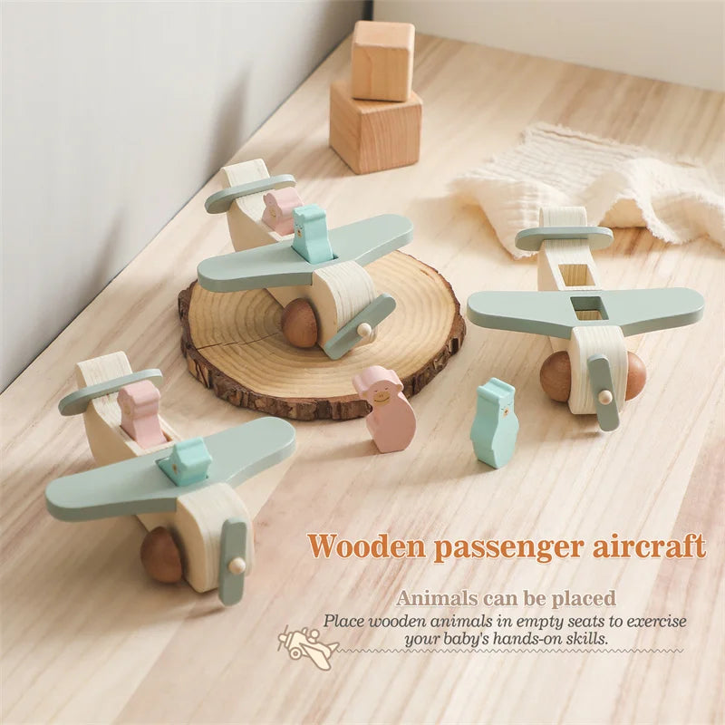 Wooden Airplane Toy Sky Blue 